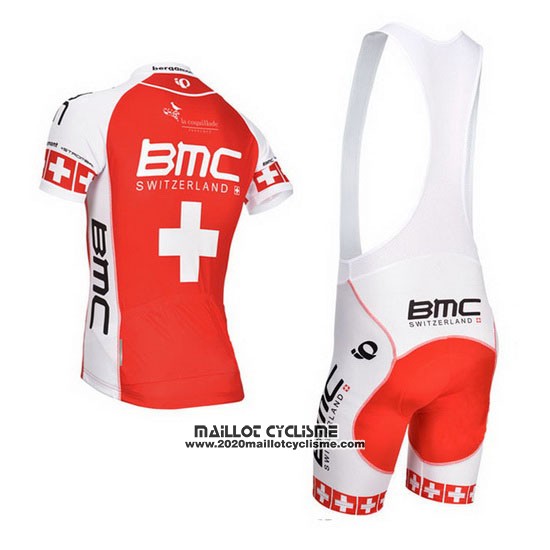 2014 Maillot Ciclismo BMC Champion Suisse Orange et Blanc Manches Courtes et Cuissard